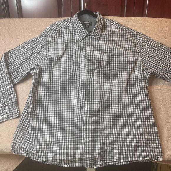 Claiborne Men's Shirt Button Down Size 4XLT Big &‎ Tall Stretch Gingham - Picture 1 of 3